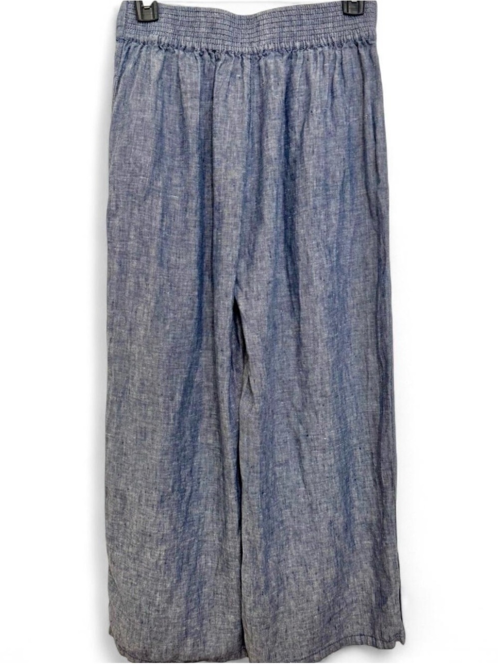 Sigrid Olsen Wide-Leg Linen-Blend Pants in Slate Blue - Picture 4 of 6